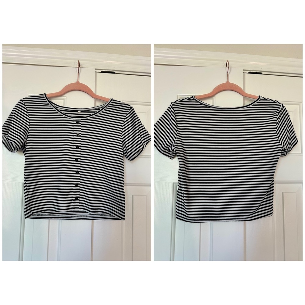 Striped Black and White Women's Top